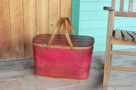 Vintage Picnic Basket paint and stencils update an old picnic basket