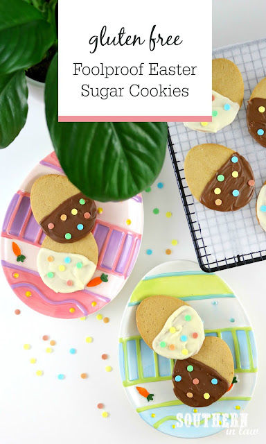 Foolproof Easter Sugar Cookies Recipe Gluten Free Recipe - Easy Cream Cheese Cut Out Cookies, Gluten Free Sugar Cookies, Chocolate Dipped Cookies, Easter Dessert Idea