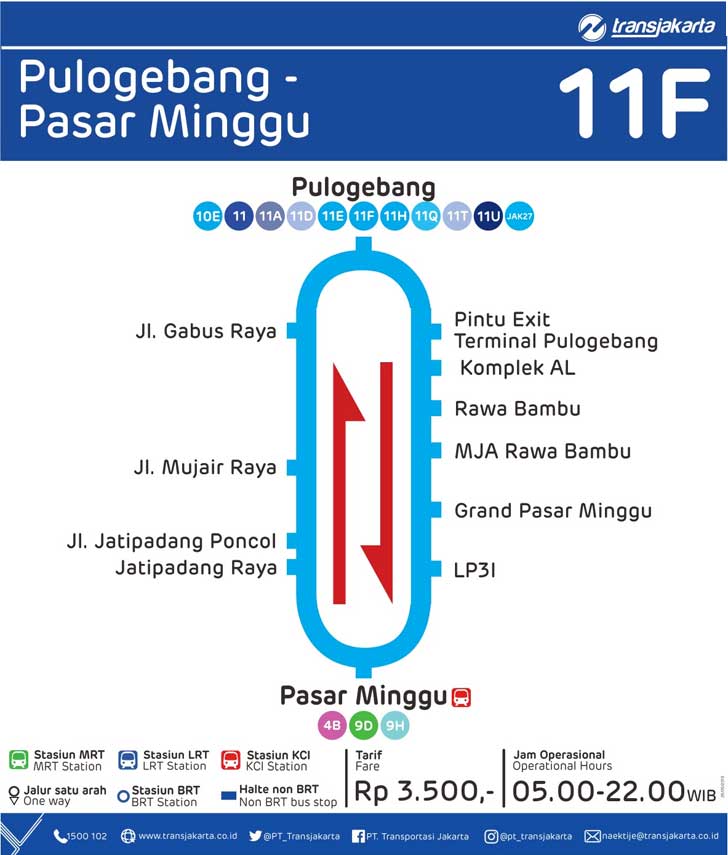 peta rute transjakarta pulogebang - pasar minggu lebaran