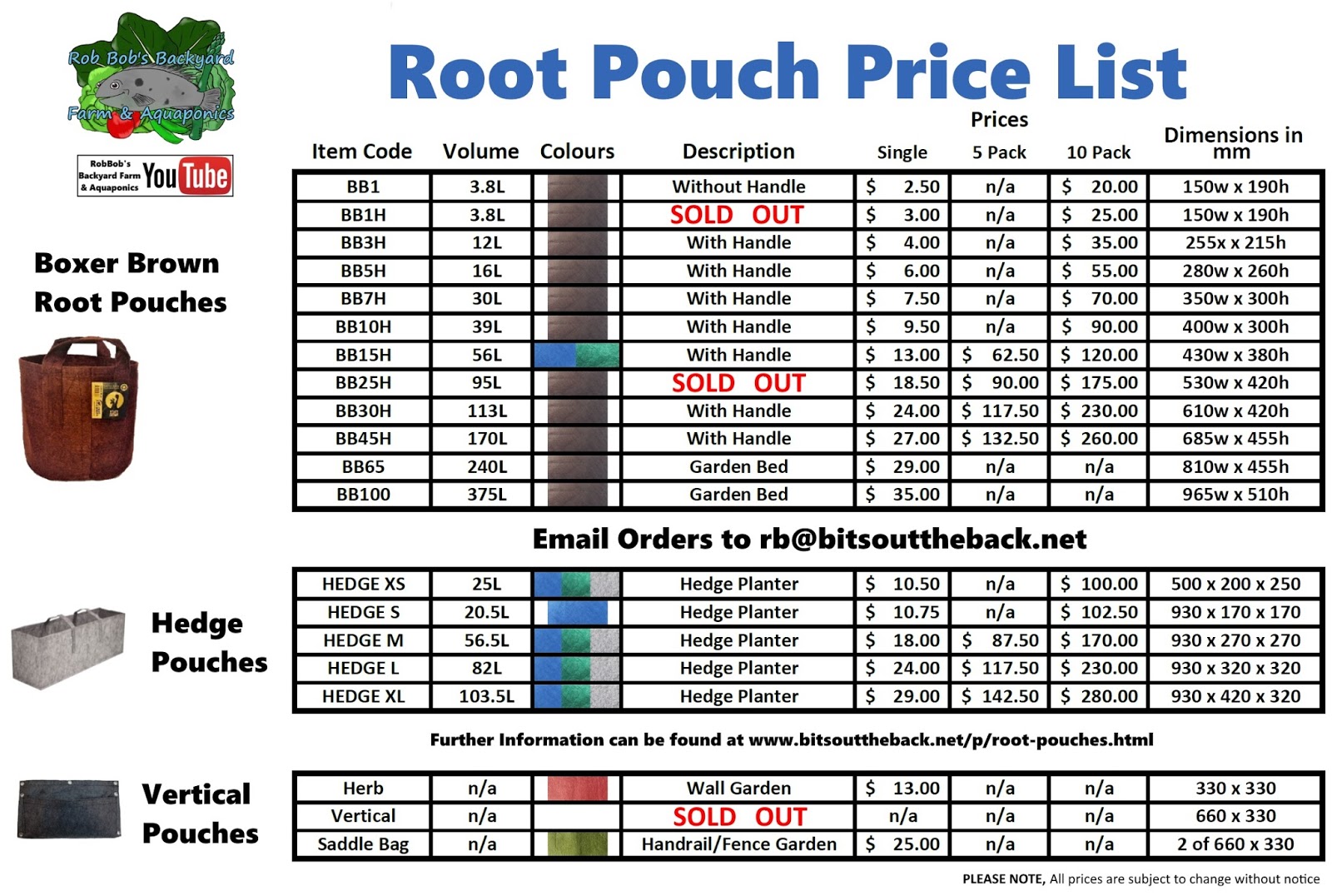 Bits out the Back Root Pouch Information & Pricing