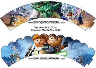 Star Wars Lego: Imprimibles Gratis para tus Fiestas. Wrappers para cupcakes de Star Wars Lego.