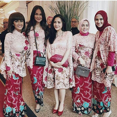 model kebaya rok batik blouse broklat, kebaya artis nagita julia perez, luna maya