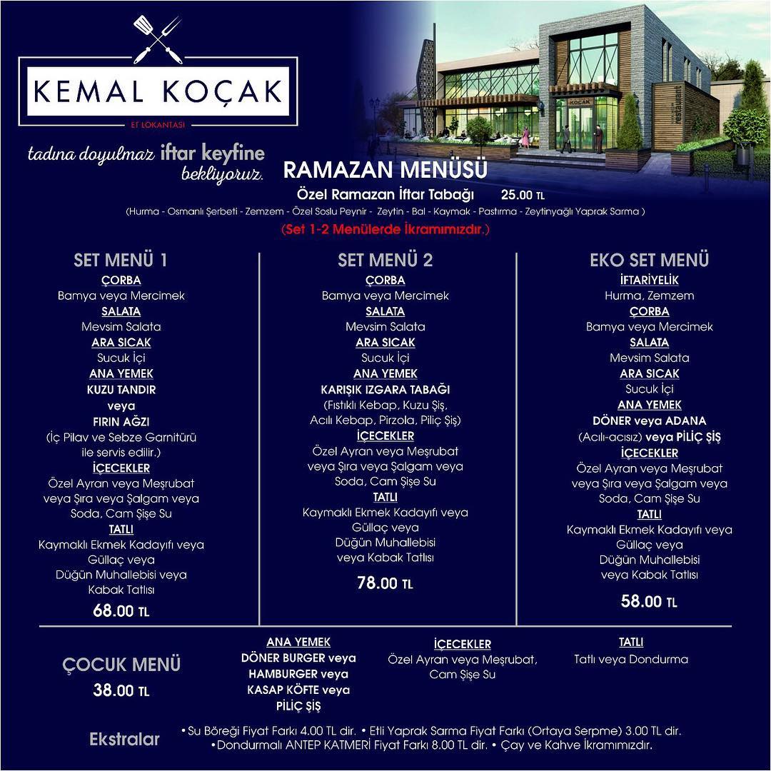 KEMAL KOÇAK ET LOKANTASI KAYSERİ İFTAR MENÜSÜ Mekan Arama Motoru NE