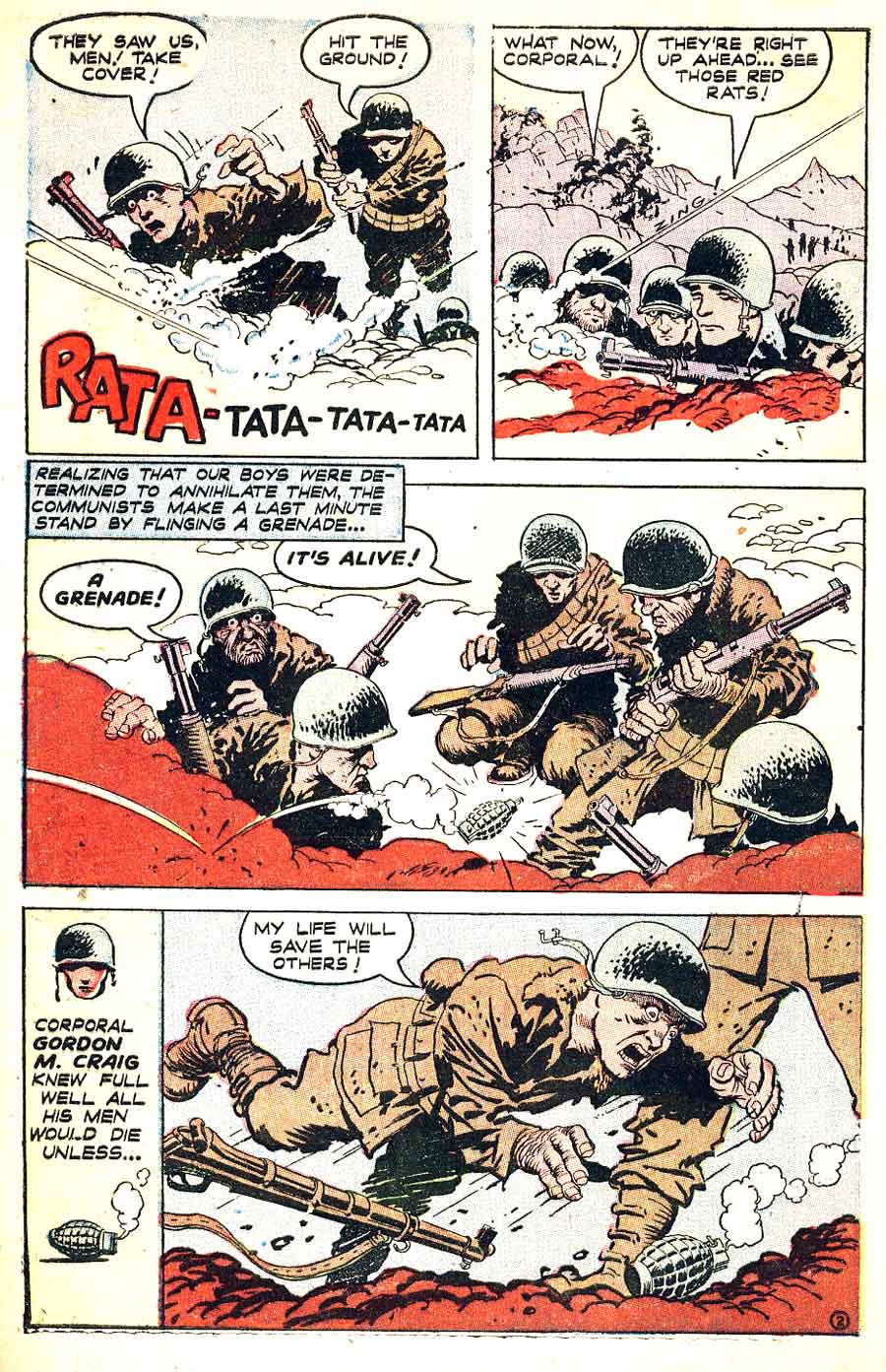 Heroic Comics #69 golden age 1950s war comic book page art by Frank Frazetta