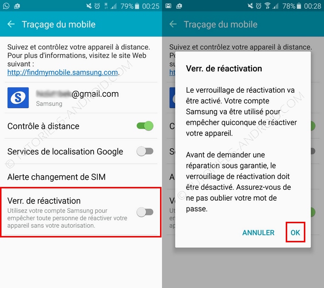 Confirmer activation Verr. réactivation