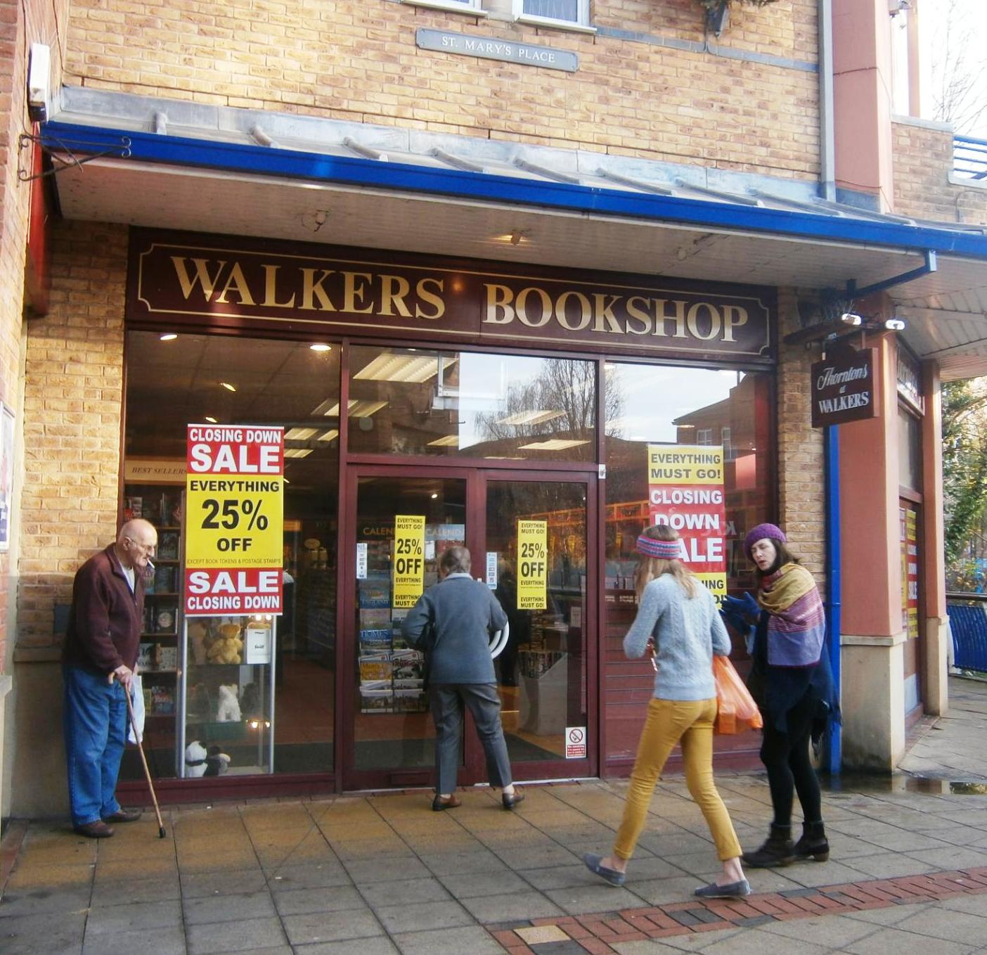 Liberal England Walkers Market Harborough, closing down