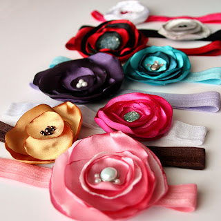handmade satin flower headband set