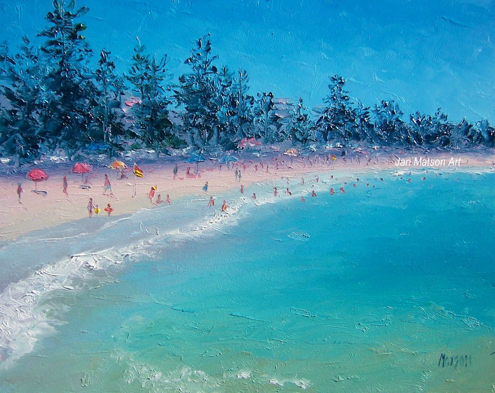 Jan Matson Art Beach Painting, Manly Beach SOLD