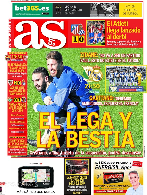 Real Madrid, AS: "El Lega y la bestia"