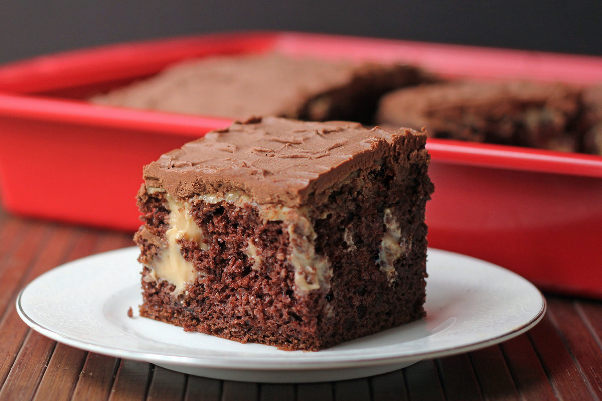Cookistry Chocolate and Peanut Butter Pudding Poke Cake
