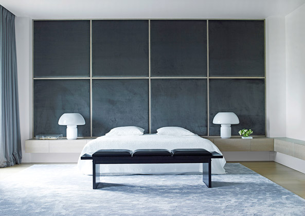 Modern luxury upholstered wall in bedroom minimal sophisticated interior design by Piet Boon 