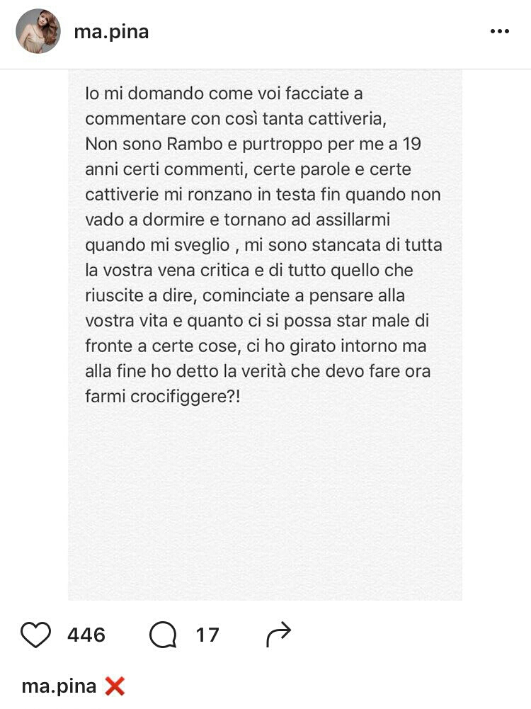 Isa e Chia Camilla Mangiapelo, dopo essere stata attaccata per l