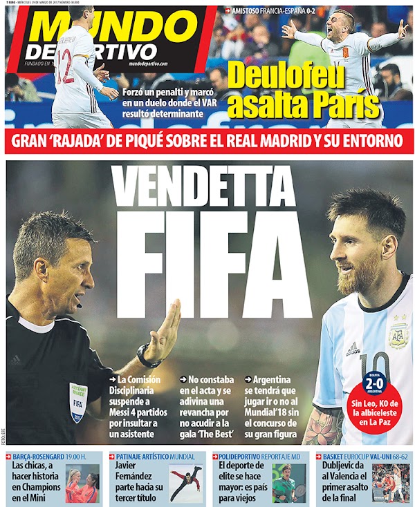 FC Barcelona, Mundo Deportivo: "Vendetta FIFA"