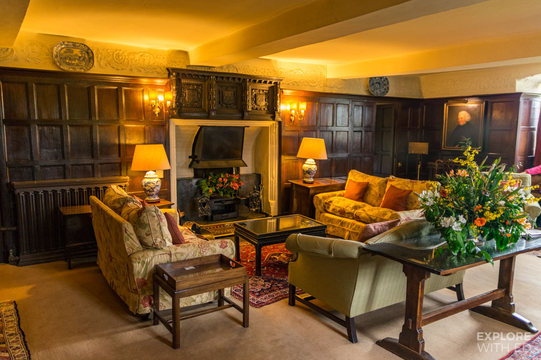 Bodysgallen Public Rooms with comfortable sofas and grand fireplace