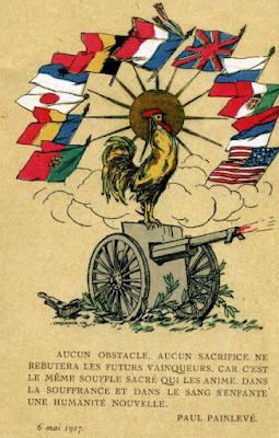 Carte postale: Belle représentation patriotique d'un coq juché sur un 75