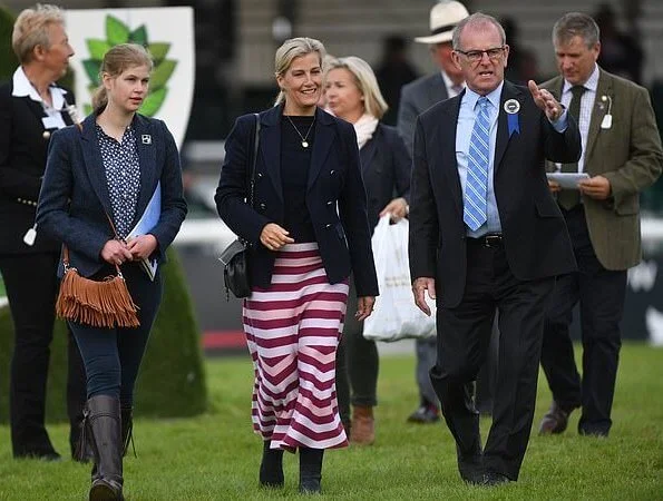The Countess of Wessex wore a new striped wool and cashmere-blend midi skirt by Gabriela Hearst. Lady Louise Windsor