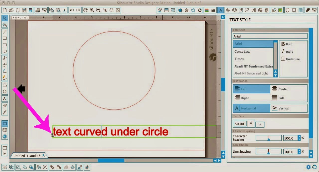 Silhouette Studio, curving text, under a circle, Silhouette tutorial