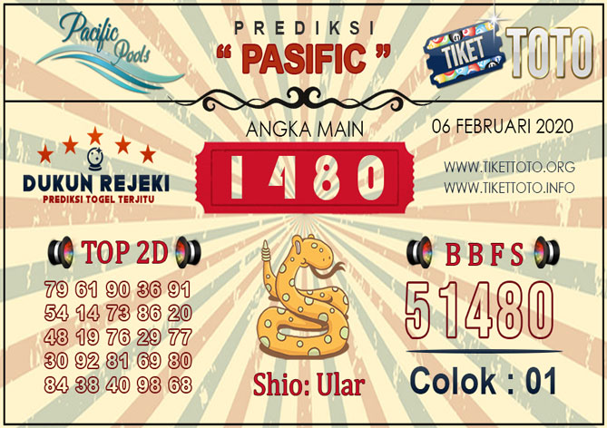 Prediksi Togel PASIFIC TIKETTOTO 06 FEBRUARI 2020