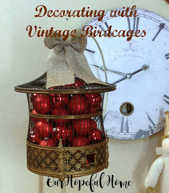 vintage brass bird cage Christmas decor