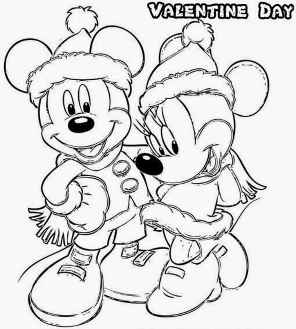 Valentine Coloring Pages Disney Mickey and Minnie Mouse
