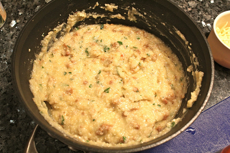 Baked sausage and grits casserole a recipe Yankee Kitchen Ninja