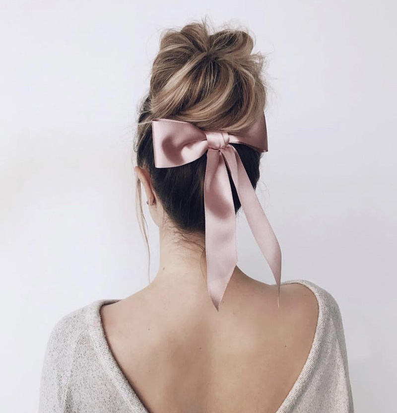 Pink Silk Bow Updo Pink Silk Bow Updo