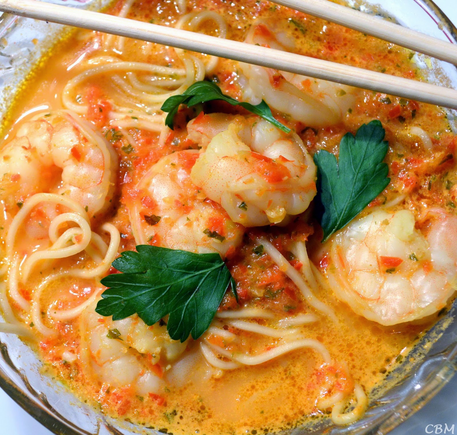 Dans la cuisine de Blancmanger Potage Laksa aux crevettes