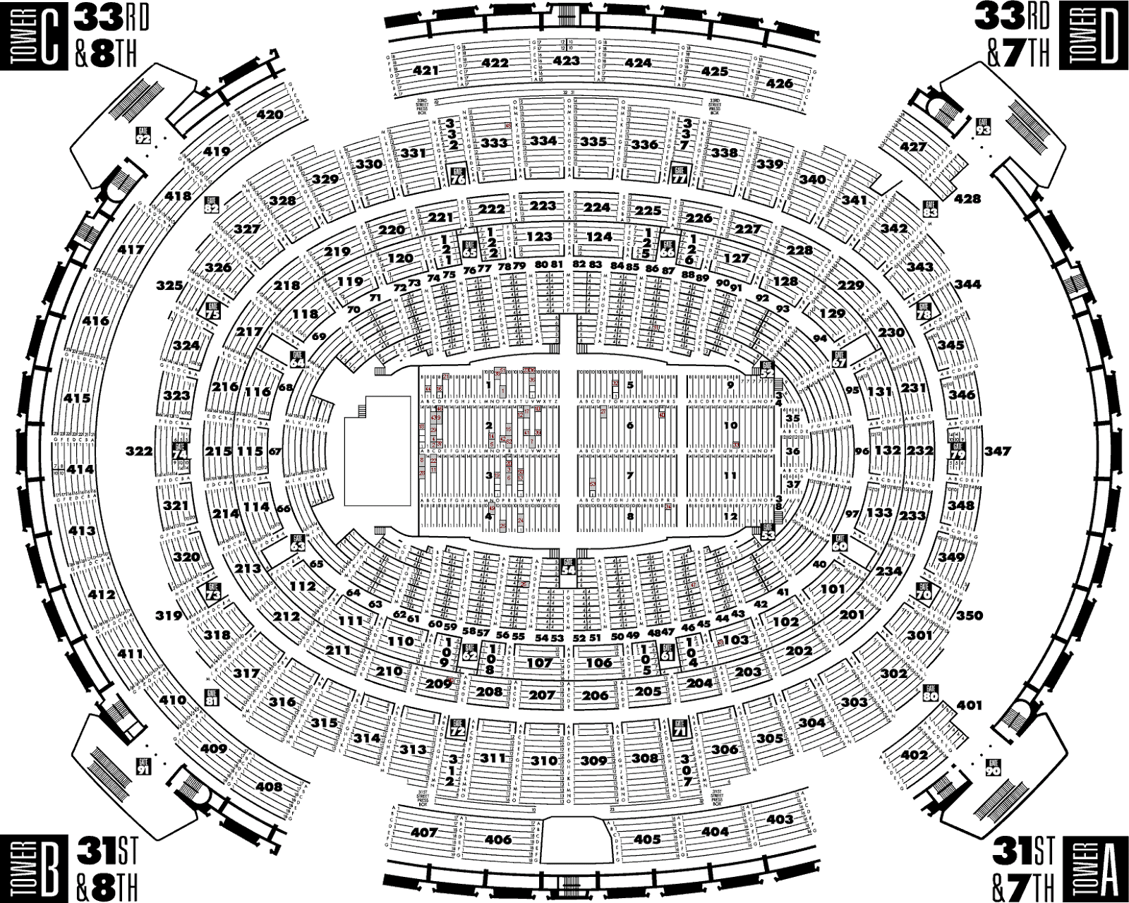 msg seating chart concert