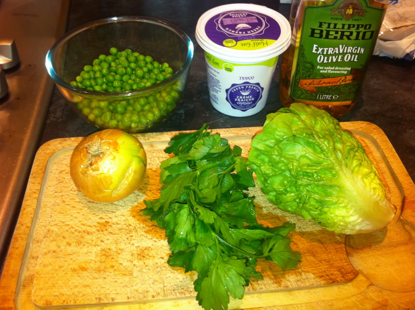 The lone gourmet Lettuce and peas with preserved lemon