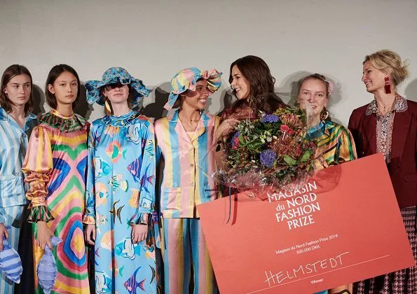 Magasin du Nord Fashion prizes winner designers Emilie Helmstedt. Crown Princess mary presented 2018 prize to Emilie Helmstedt