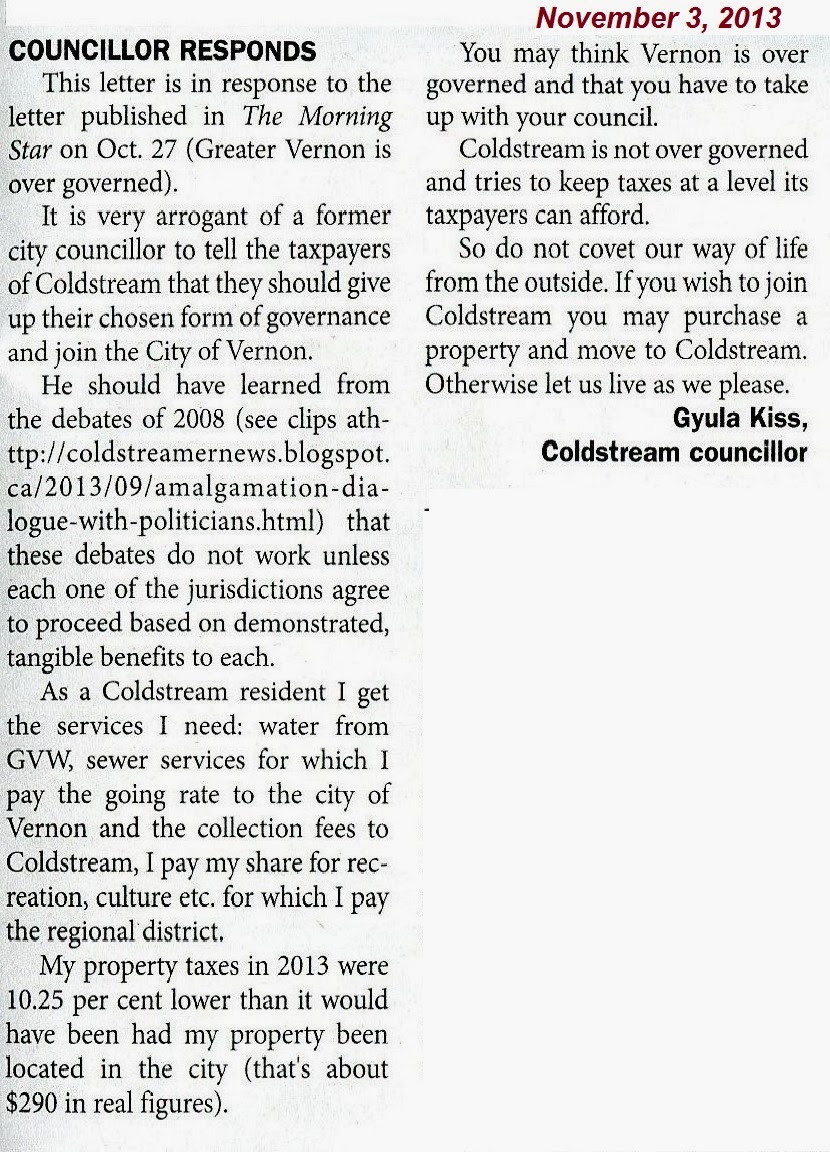 **Coldstreamernews** Letters to the Editor Morning Star Newsclips