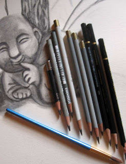 image of various water soluble graphite pencils