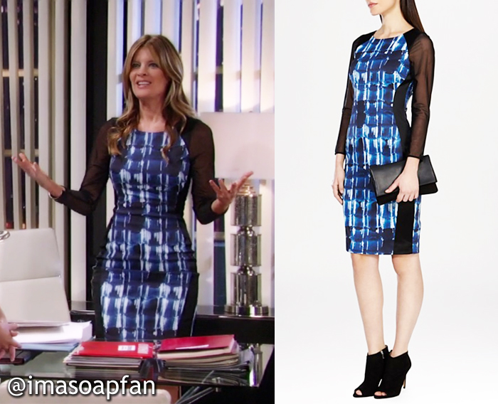 Nina Reeves, Michelle Stafford, Blue and Black Graphic Print Dress, General Hospital, GH