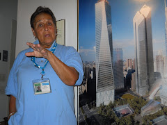 Rita with a mock up of the Ground Zero Memorial