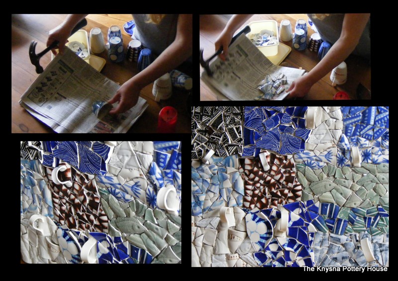 Smashing Broken Cups And Plates To Make, How To Make A Mosaic Table Top With Broken Dishes