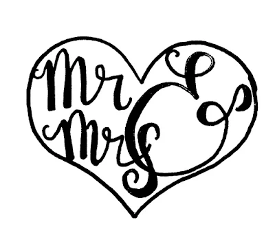 Mr. and Mrs. graphic template on a heart
