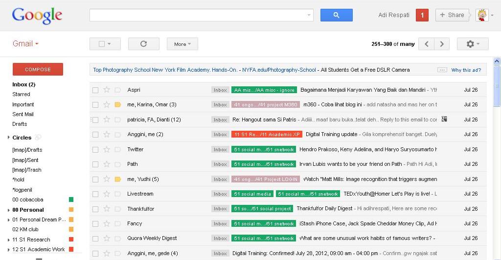 Color code gmail anda