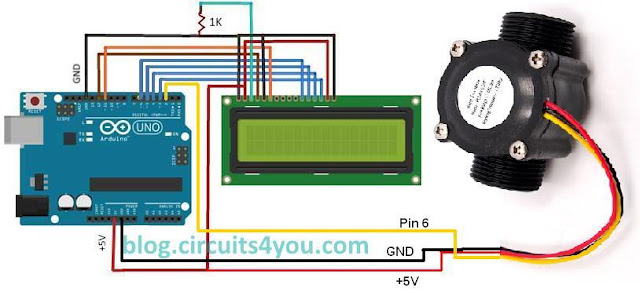 Arduino flow measurement | circuits4you.com