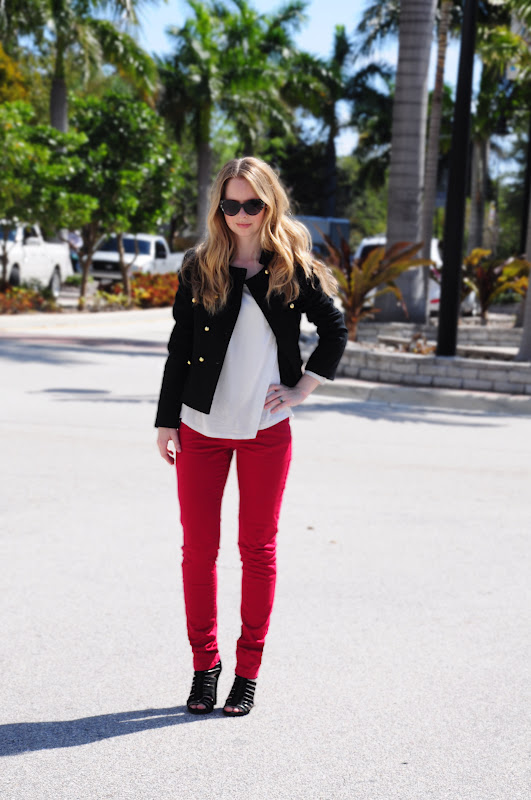 RED JEANS AND MILITARY JACKET ~ Thread Ethic | Modest Fashion