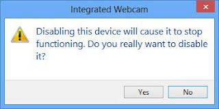 Bekræft for at afslutte processen deaktivere laptop webcam i Windows 10