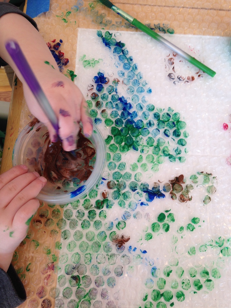 Bubble Wrap Painting Sunny Day Family