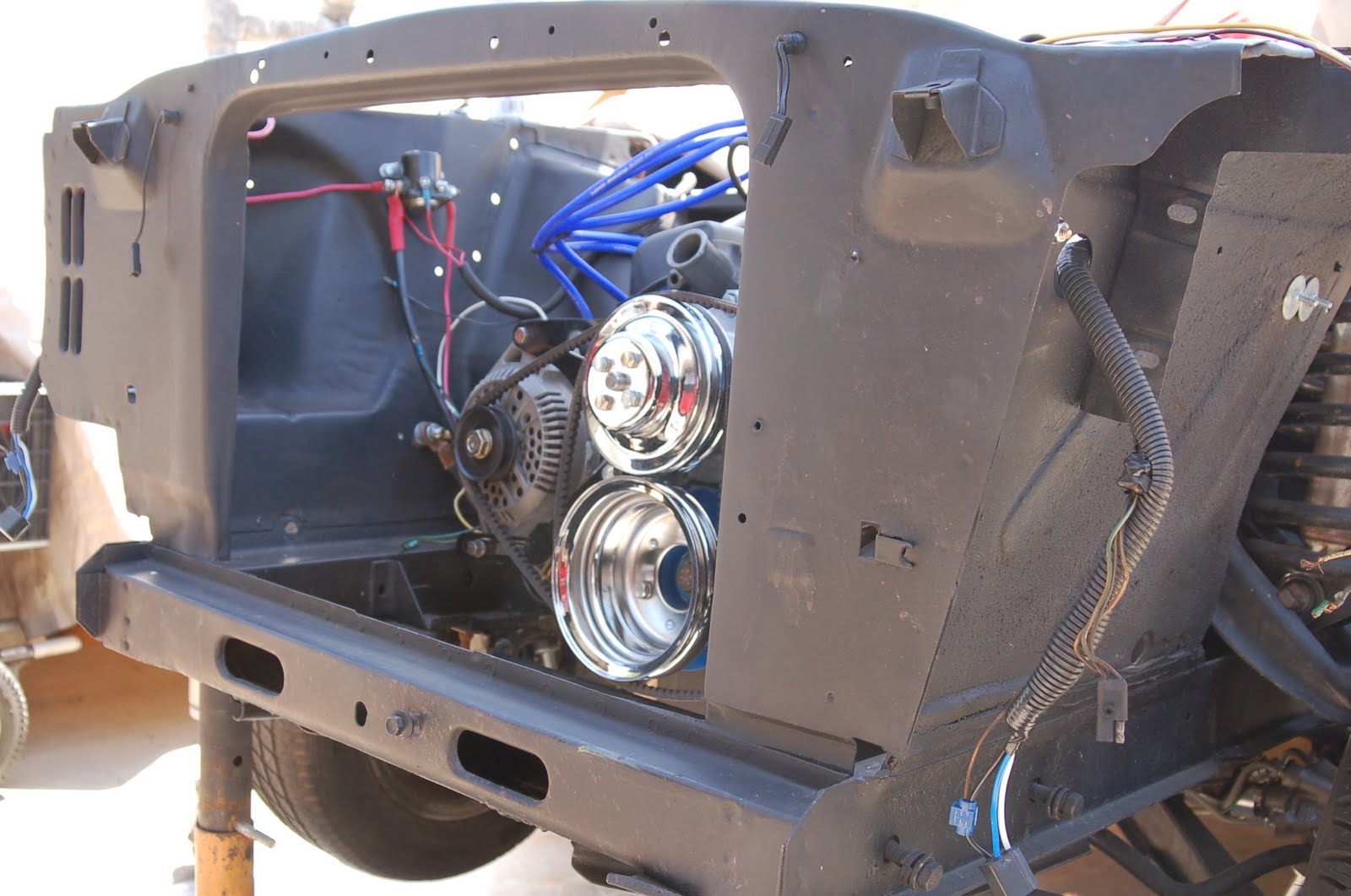 LeLu's 66 Mustang 24" Radiator Installed