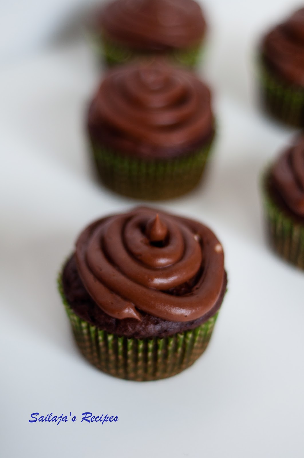 Sailaja's Recipes Chocolate cupcakes with Nutella Buttercream frosting