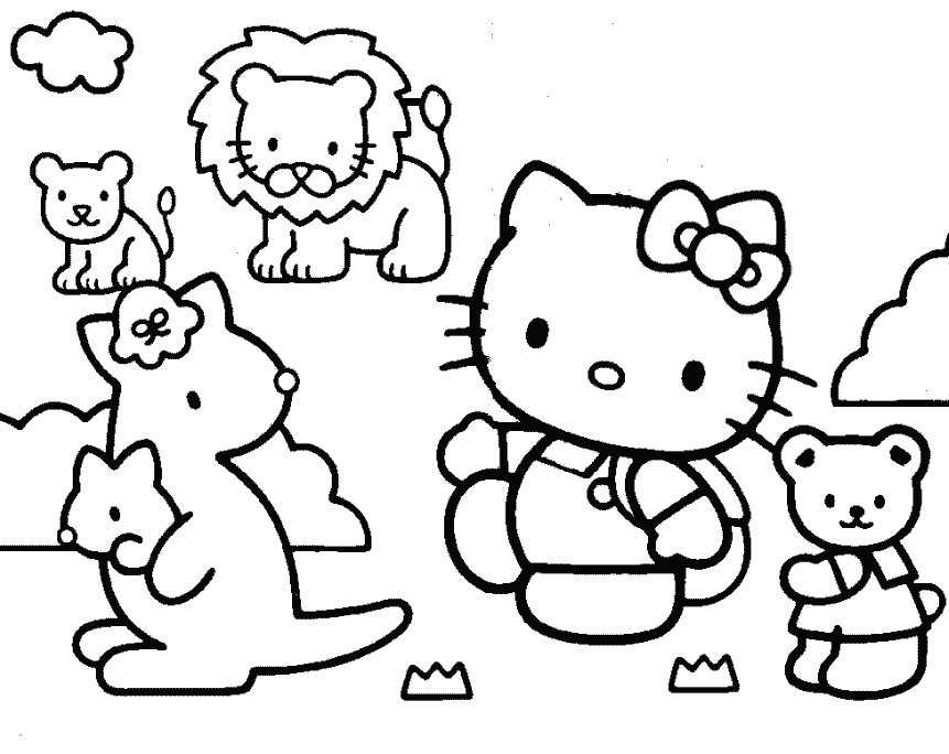 20 Gambar Belajar Mewarnai Tema Hello Kitty Untuk Anak 