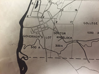 A map with space marked "Governor's Lot" and "Doctor Wheelock."