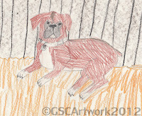 baxter boxer dog colored pencil drawing