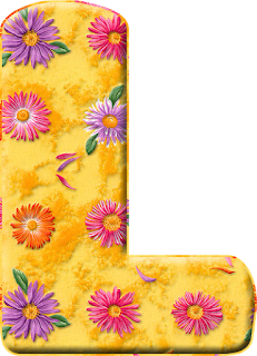 Abecedario Amarillo con Flores de Colores. Yellow Alphabet with Colored Flowers Inside. 