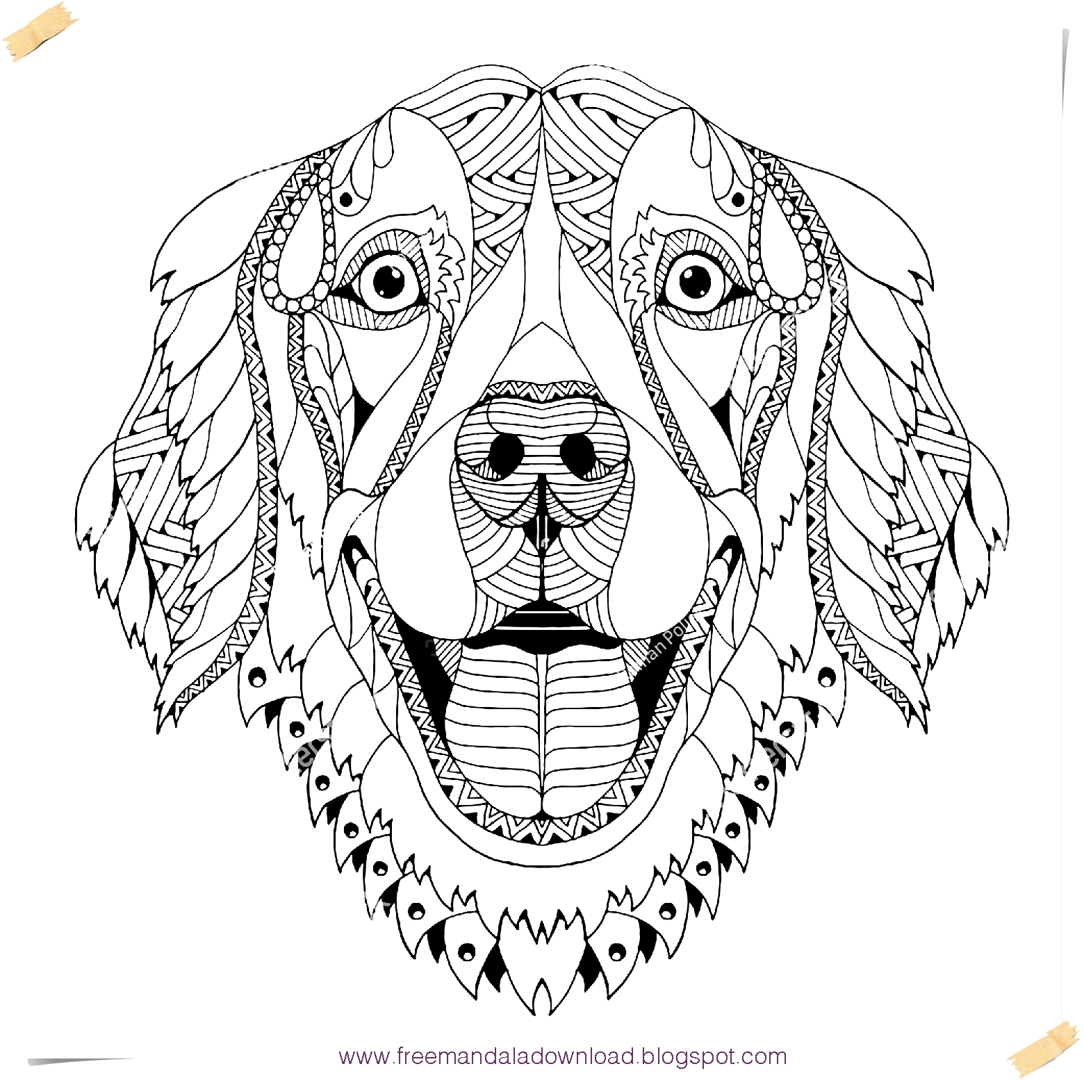 Zen Kunst Mandala free vector-Hund Mandala frei/Dog Mandala free - Free