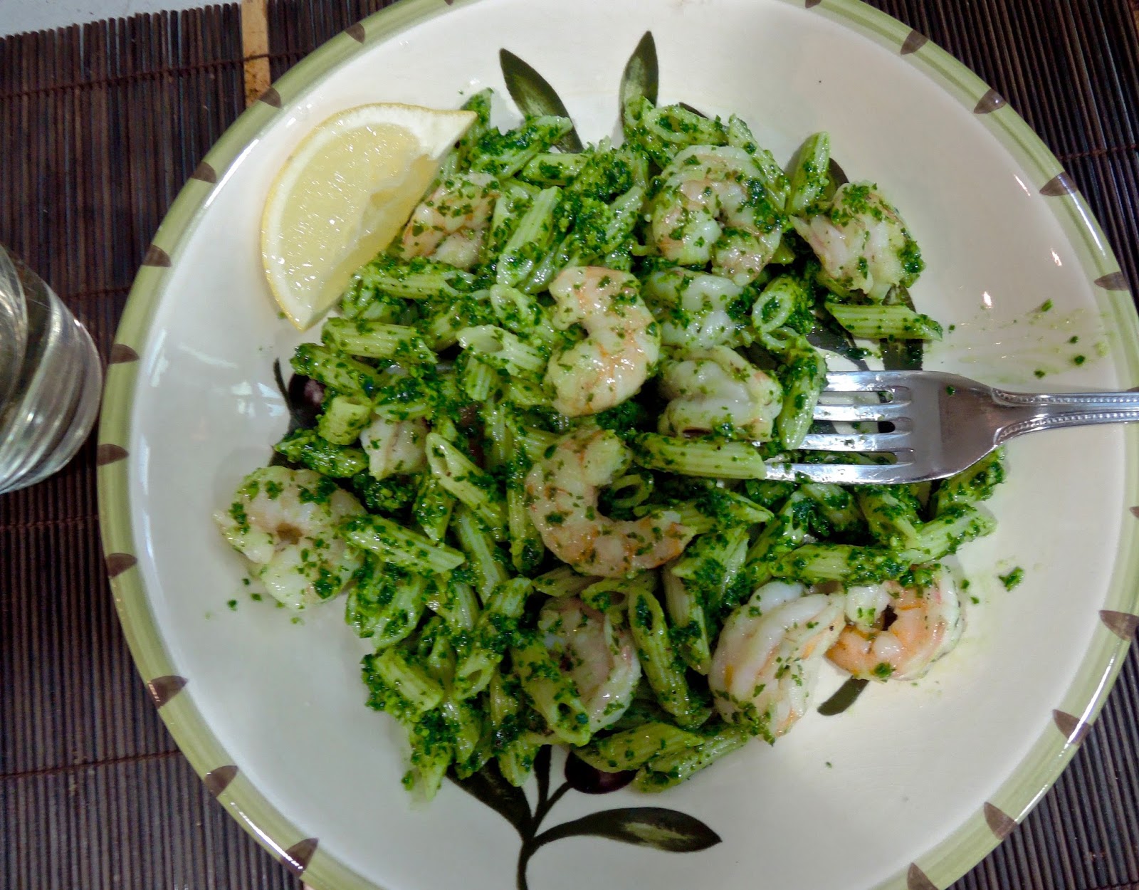 The Briny Lemon Shrimp Pasta with Kale and Walnut Pesto
