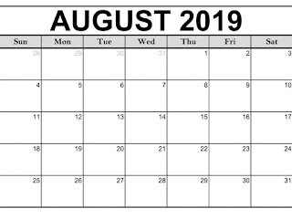 Free Printable Calendar August 2019